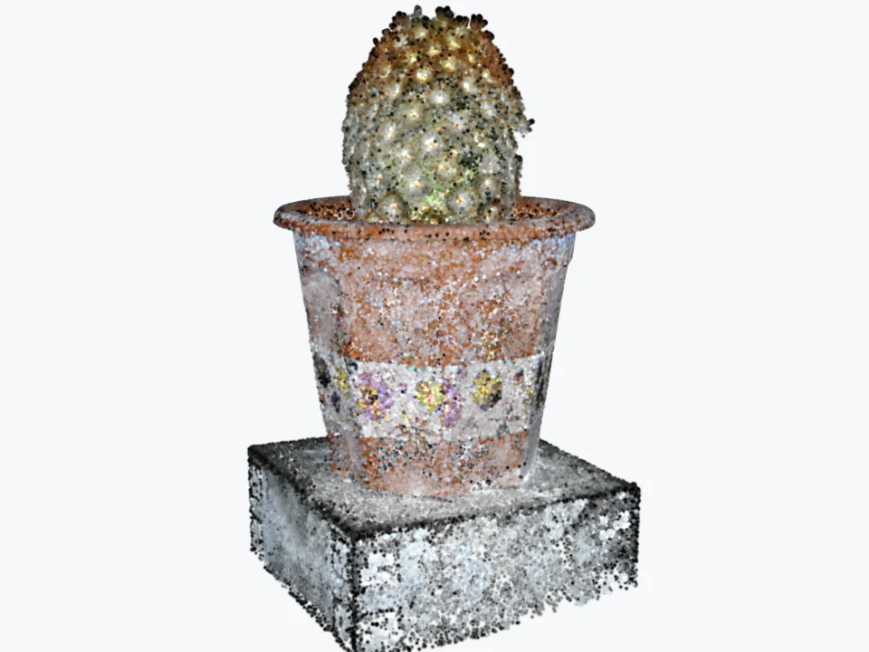 The cactus drawn only with dots: the centre of each Gaussian, in its colour
