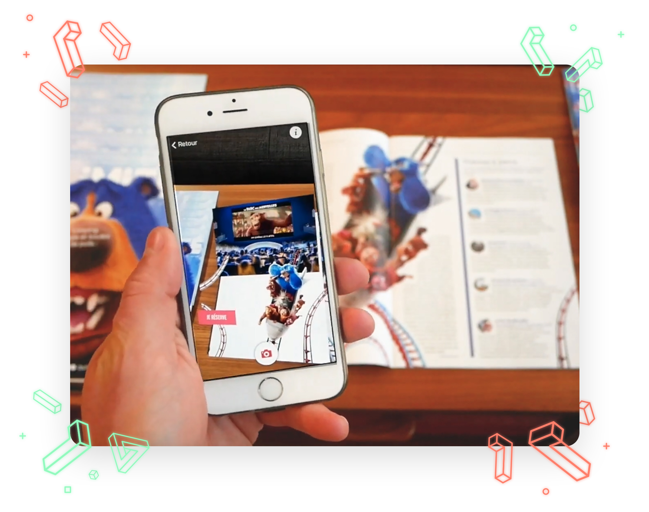 preview of a smartphone screen and a textbook